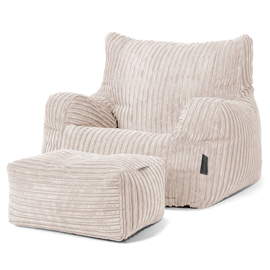 Pouf Fauteuil pour Ados 6-14 ans - Côtelé Ivoire 03