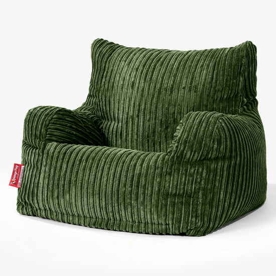 Pouf Fauteuil pour Ados 6-14 ans - Côtelé Vert Forêt 02