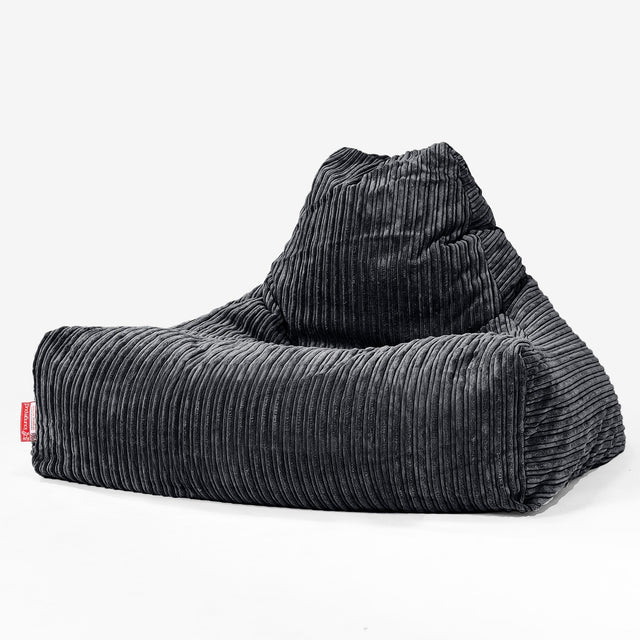 Pouf Fauteuil Relax - Côtelé Noir 01