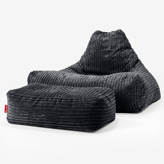 Pouf Fauteuil Relax - Côtelé Noir 02