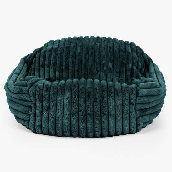Pouf Fauteuil Sabine - Velours Côtelé Ultra Pelucheux Bleu Canard 01