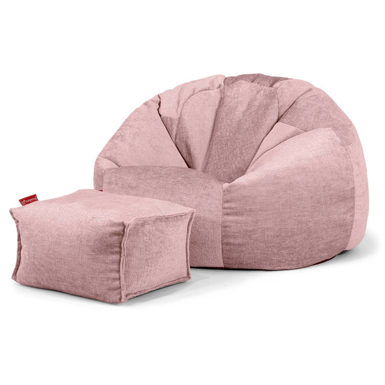 Pouf Poire Classique - Chenille Rose 02