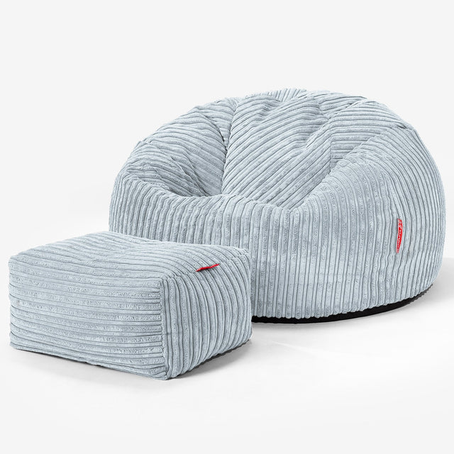 Pouf Poire Classique - Côtelé Bébé Bleu 02