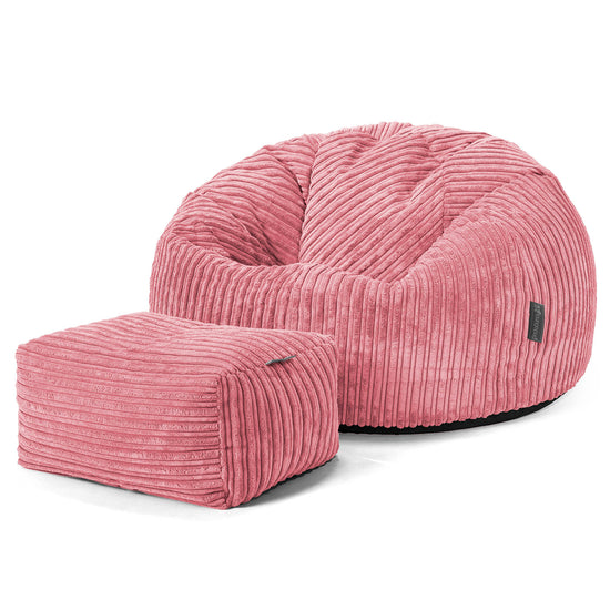 Pouf Poire Classique - Côtelé Corail 02