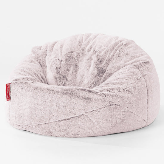 Pouf Poire Classique Enfant - Fausse Fourrure Lapin Rose Pastel 01
