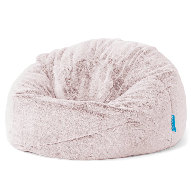 Pouf Poire Classique Enfant - Fausse Fourrure Lapin Rose Pastel 01