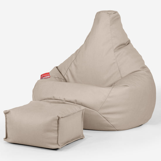 Pouf Poire Gamer - Cuir Végan Ivoire 01