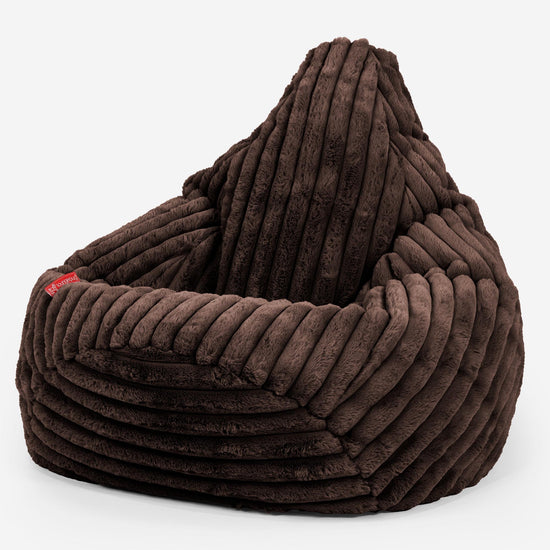 Pouf Poire Gamer - Velours Côtelé Ultra Pelucheux Marron Meuse 02