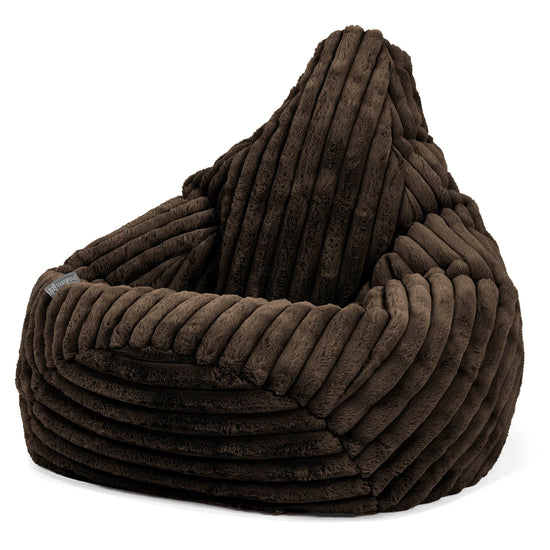 Pouf Poire Gamer - Velours Côtelé Ultra Pelucheux Marron Meuse 02