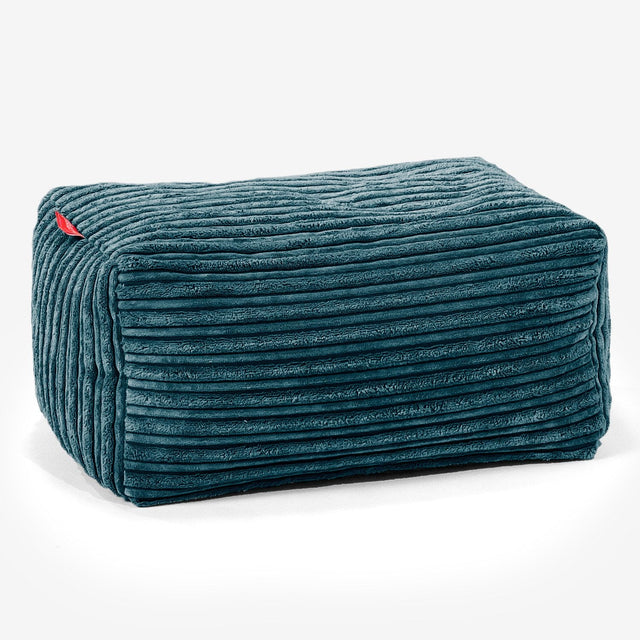 Pouf Repose Pied - Côtelé Bleu Canard 01