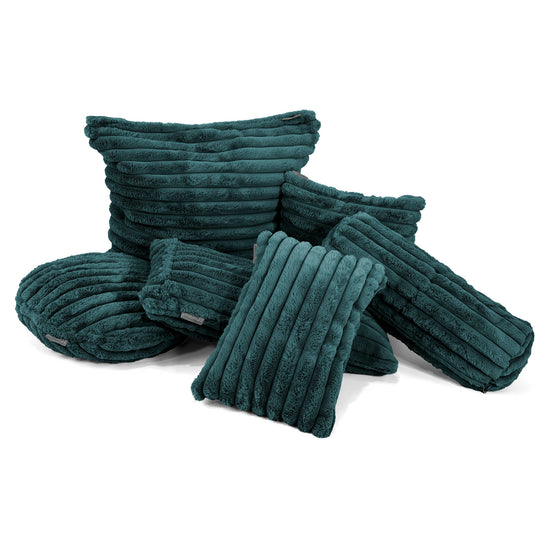 Housse de Traversin 20 x 55cm - Velours Côtelé Ultra Pelucheux Bleu Canard 03