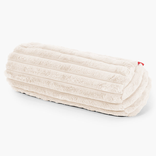 Housse de Traversin 20 x 55cm - Velours Côtelé Ultra Pelucheux Crème 01