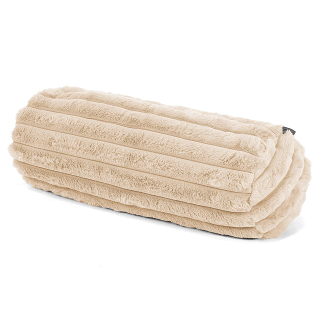 Housse de Traversin 20 x 55cm - Velours Côtelé Ultra Pelucheux Crème 01