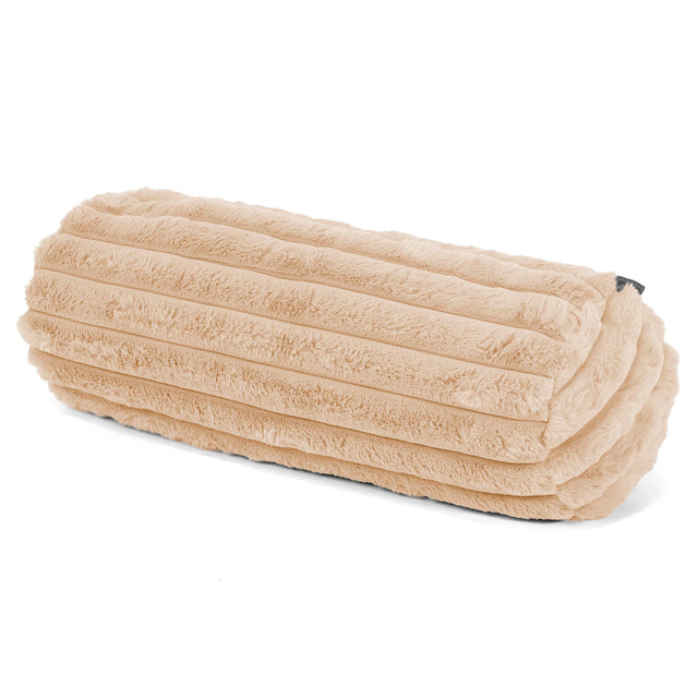 Housse de Traversin 20 x 55cm - Velours Côtelé Ultra Pelucheux Pêche 01