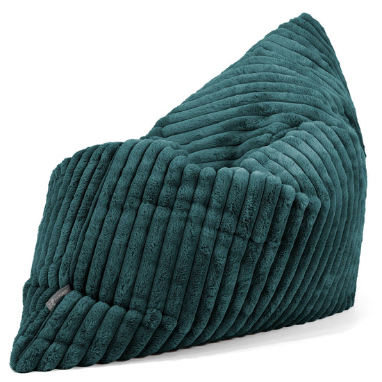 Pouf Géant XXL - Velours Côtelé Ultra Pelucheux Bleu Canard 02
