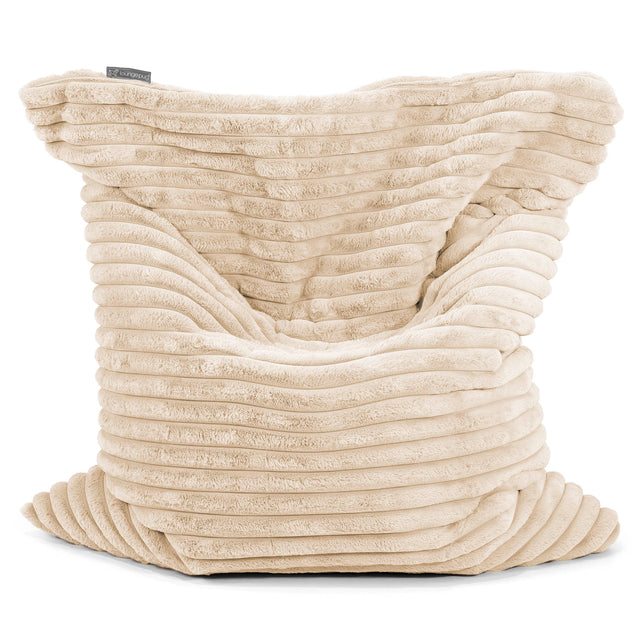 Pouf Géant XXL - Velours Côtelé Ultra Pelucheux Crème 01