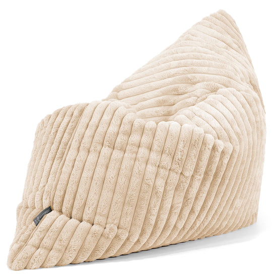 Pouf Géant XXL - Velours Côtelé Ultra Pelucheux Crème 02