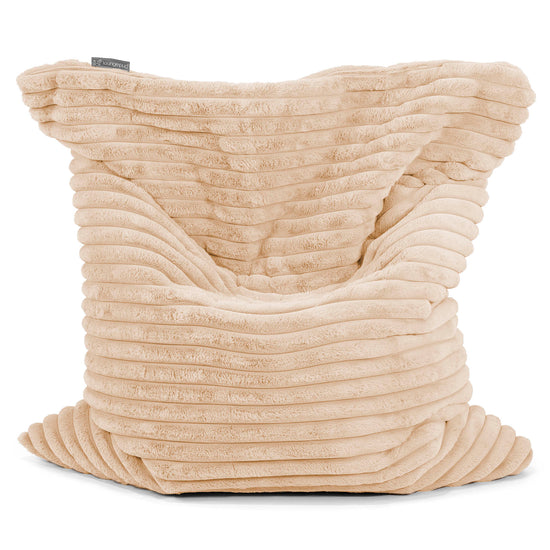 Pouf Géant XXL - Velours Côtelé Ultra Pelucheux Pêche 01