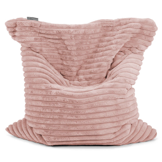 Pouf Géant XXL - Velours Côtelé Ultra Pelucheux Rose Pastel 01