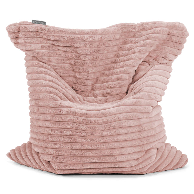 Pouf Géant XXL - Velours Côtelé Ultra Pelucheux Rose Pastel 01