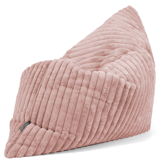 Pouf Géant XXL - Velours Côtelé Ultra Pelucheux Rose Pastel 02