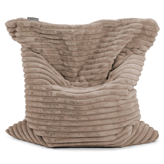 Pouf Géant XXL - Velours Côtelé Ultra Pelucheux Vison 01