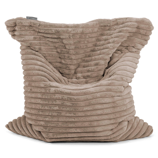 Pouf Géant XXL - Velours Côtelé Ultra Pelucheux Vison 01