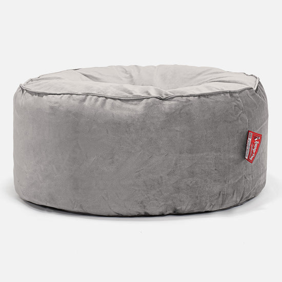 Pouf Design Rond - Velours Argent 01
