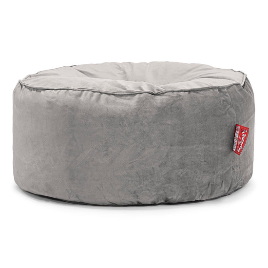 Pouf Design Rond - Velours Argent 01