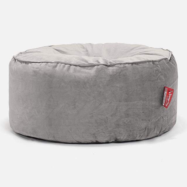 Pouf Design Rond - Velours Argent 01