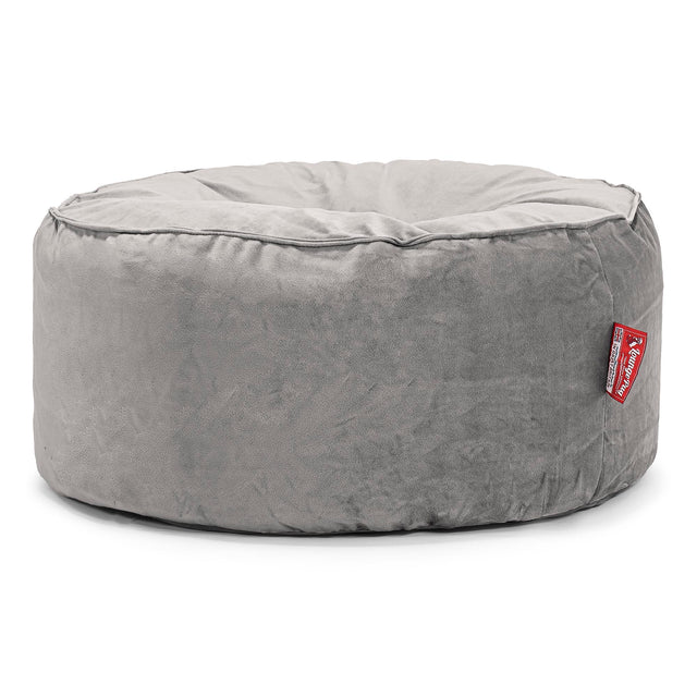 Pouf Design Rond - Velours Argent 01