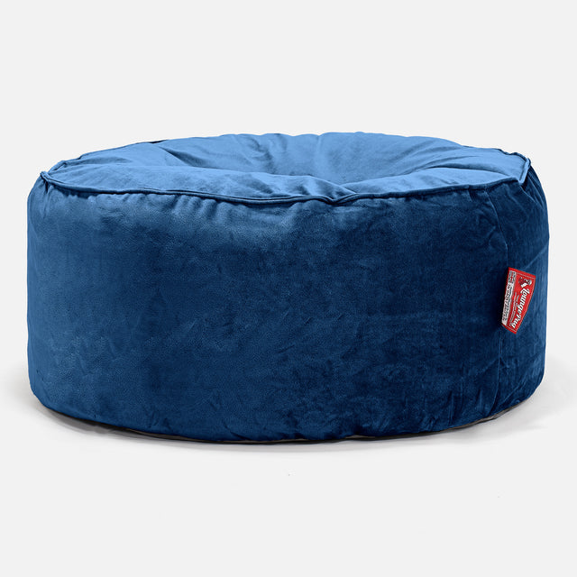 Pouf Design Rond - Velours Bleu Marine 01