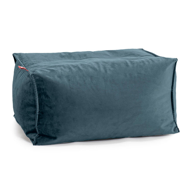 Pouf Repose Pied - Velours Mer Égée 01