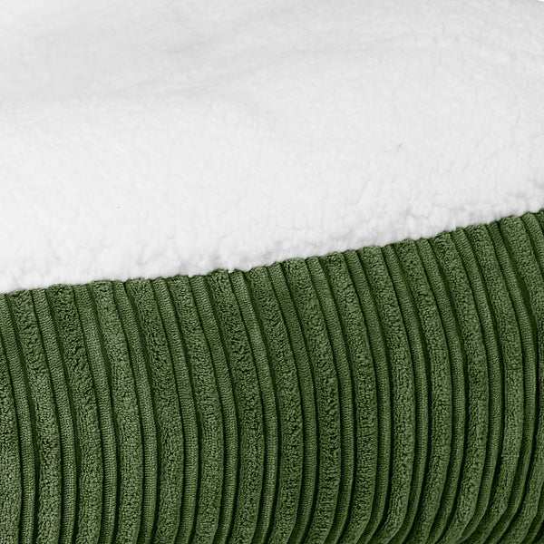 Lit pour Chien, Taille XL - Sherpa & Côtelé Vert Forêt Fabric Close-up Image