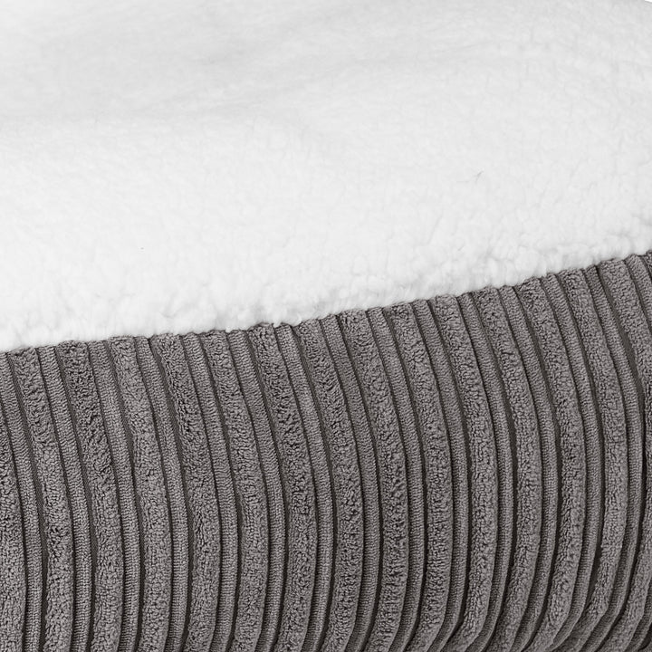Lit pour Chien, Taille Large - Sherpa & Côtelé Anthracite 03