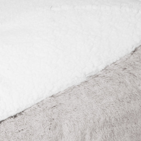 Lit pour Chien, Taille Moyenne - Fausse Fourrure Lapin Gris clair Fabric Close-up Image