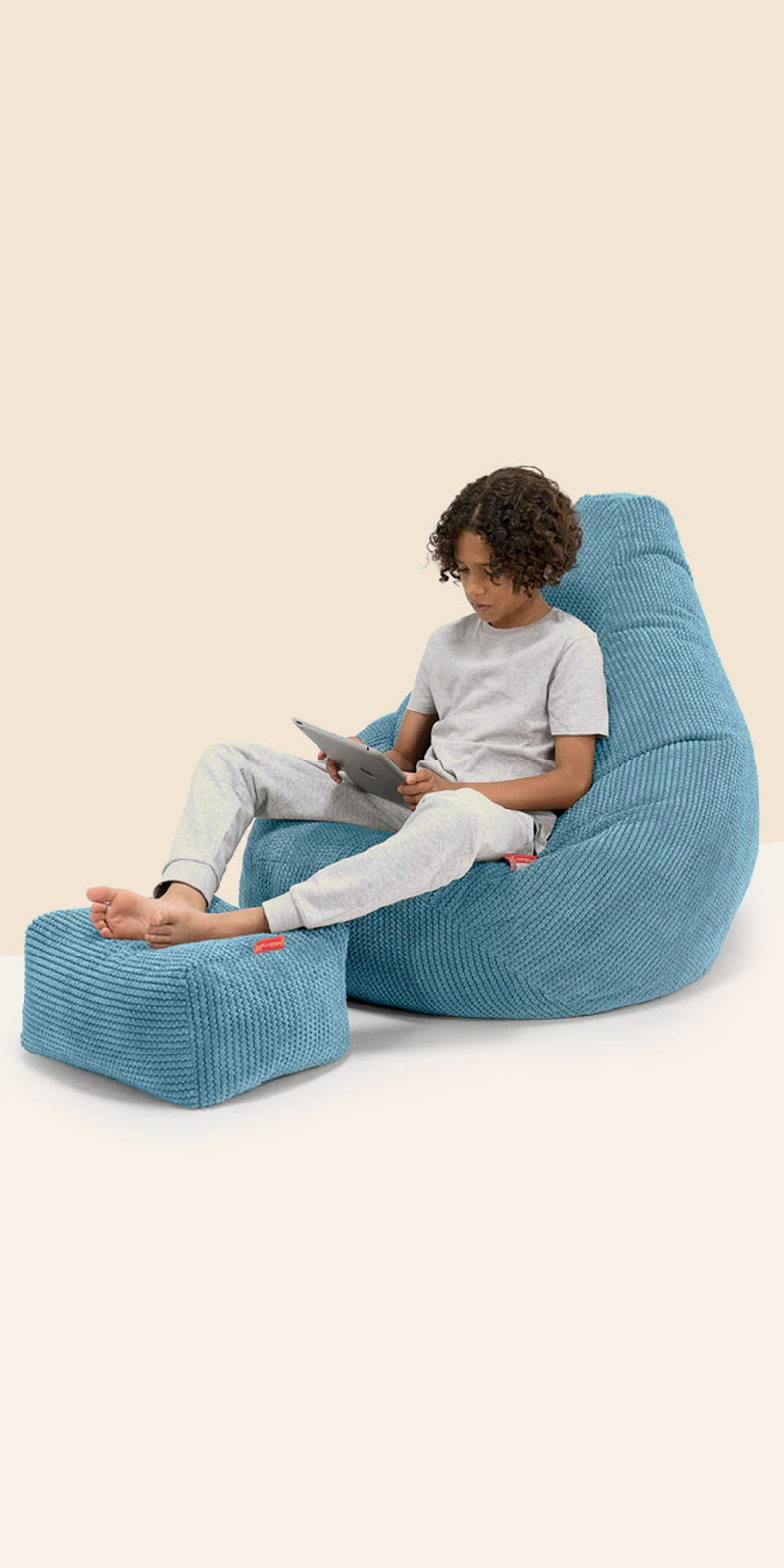 Knorrtoys Pouf Enfant Motif Ours Paul Gris Clair - Rembourré Billes Polystyrène, Housse Coton Lavable
