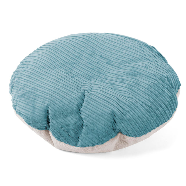 Flexforma Pouf Rond pour Tout-Petit 1-3 ans - Bouclé & Côtelé Mer Égée 01