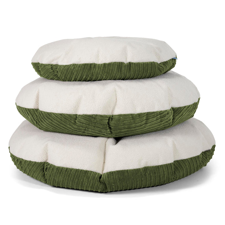 Flexforma Pouf Rond pour Tout-Petit 1-3 ans - Bouclé & Côtelé Vert Forêt 03