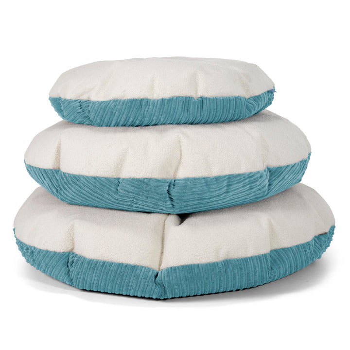 Flexforma Pouf Rond pour Enfant 2-14 ans - Bouclé & Côtelé Mer Égée 03