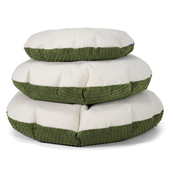 Flexforma Pouf Rond pour Enfant 2-14 ans - Bouclé & Côtelé Vert Forêt 03