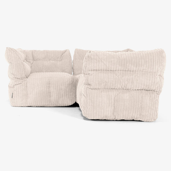 Canapé d’Angle Modulable 3 Places - Côtelé Ivoire 02