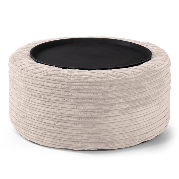 Pouf Ottoman avec Plateau - Ivoire 01