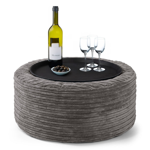 Pouf Ottoman avec Plateau - Anthracite 01