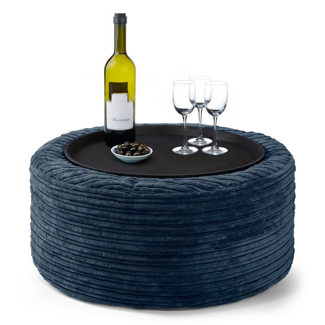 Pouf Ottoman avec Plateau - Bleu Marine 01