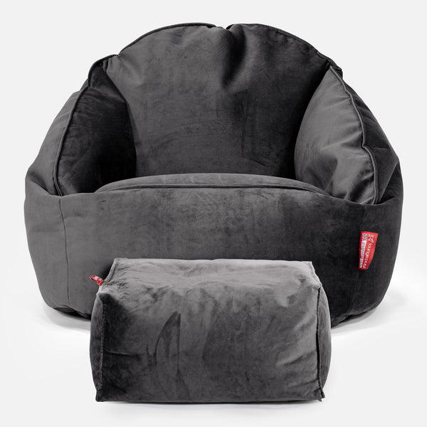 Pouf Chaise Bubble - Velours Anthracite 01