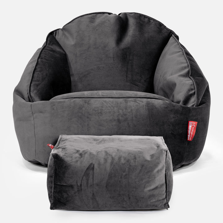 Pouf Chaise Bubble - Velours Anthracite 02