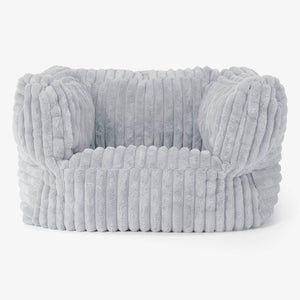 Albert Pouf Fauteuil Design - Velours Côtelé Ultra Pelucheux Bleu Dragé
