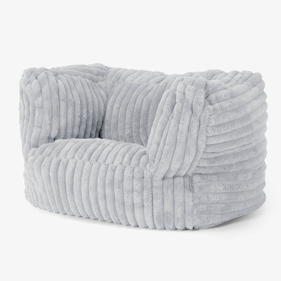 Albert Pouf Fauteuil Design - Velours Côtelé Ultra Pelucheux Bleu Dragé 03