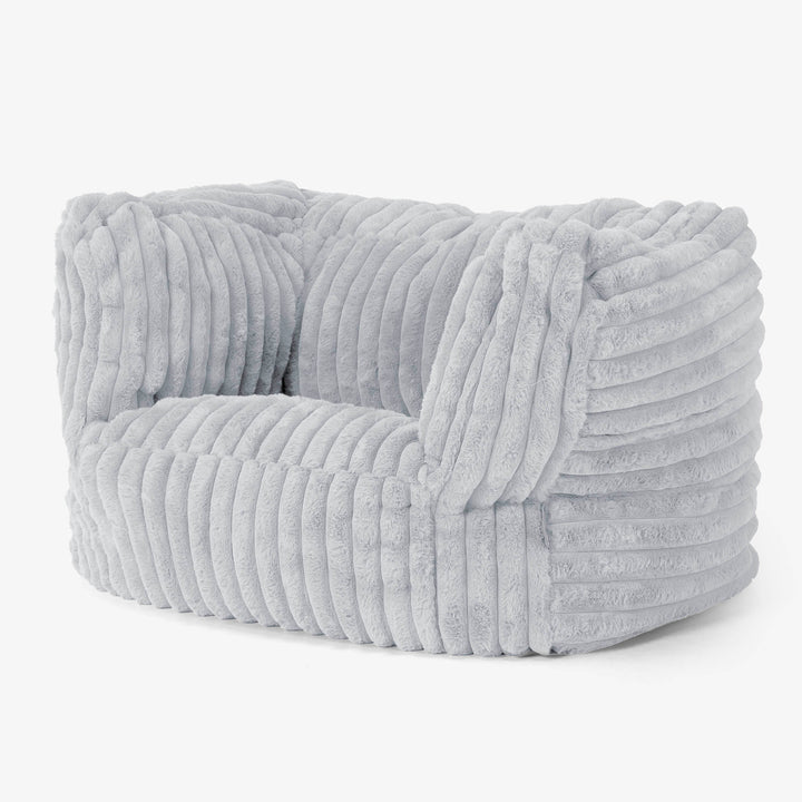 Albert Pouf Fauteuil Design - Velours Côtelé Ultra Pelucheux Bleu Dragé 03